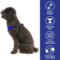 Gooby Escape Free Sport Harness - Blue, Large - No Choke Step-in Patented Neoprene Small Dog Harness with Four-Point Adjustment - Perfect on The Go Dog Harness for Medium Dogs No Pull and Small Dogs Large chest (16-24.25