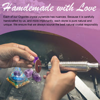 Orgone Pyramid Postive Energy, Amethyst Chakra Orgone Pyramid, Orgonite Pyramid for Success, Energy Generator Healing Crystal Pyramid… Orgone Pyramid + Tree of Life Necklace