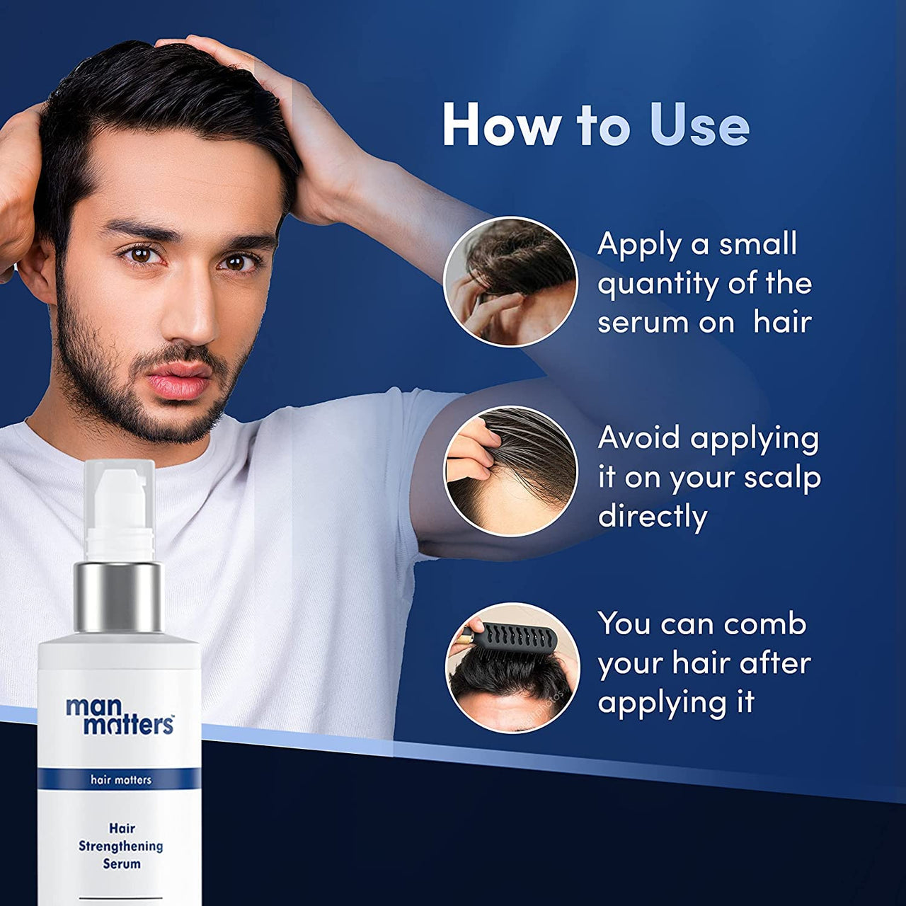 Man Matters Hair Serum for Men With Jojoba and Argan oil | For Silkier, Shinier, Smoother & Frizz Free Hair | Instant Shine & Smoothness | Non Sticky Hair Serum | 90ml
