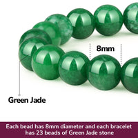Crystal Vibe Stretchable Beaded Jade Bracelet 8mm - Bring Good Luck, Wealth, Prosperity and Happiness - Healing Crystal Green Jade Bracelet for Women Men