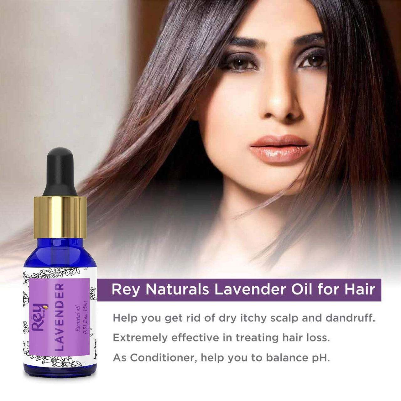 Rey Naturals Lavender Essential Oil & Cold Pressed Castor Oil For Hair Growth, Stress Relief, Aromapathy & Diffuser (Arandi Ka Tel)(200Ml+15Ml) | Hair Oil For Hair Fall Control, Shiny & Smooth Hair
