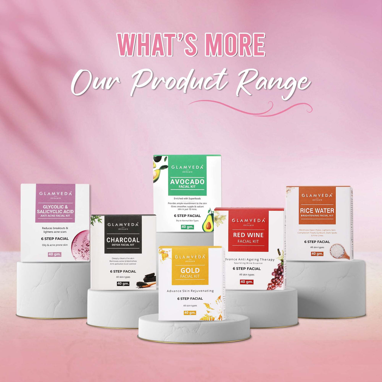 Glamveda Watermelon & Collagen Anti Aging & Skin Firming Facial kit | DIY Facial Kit For Women | No Paraben, SLS | 40gm