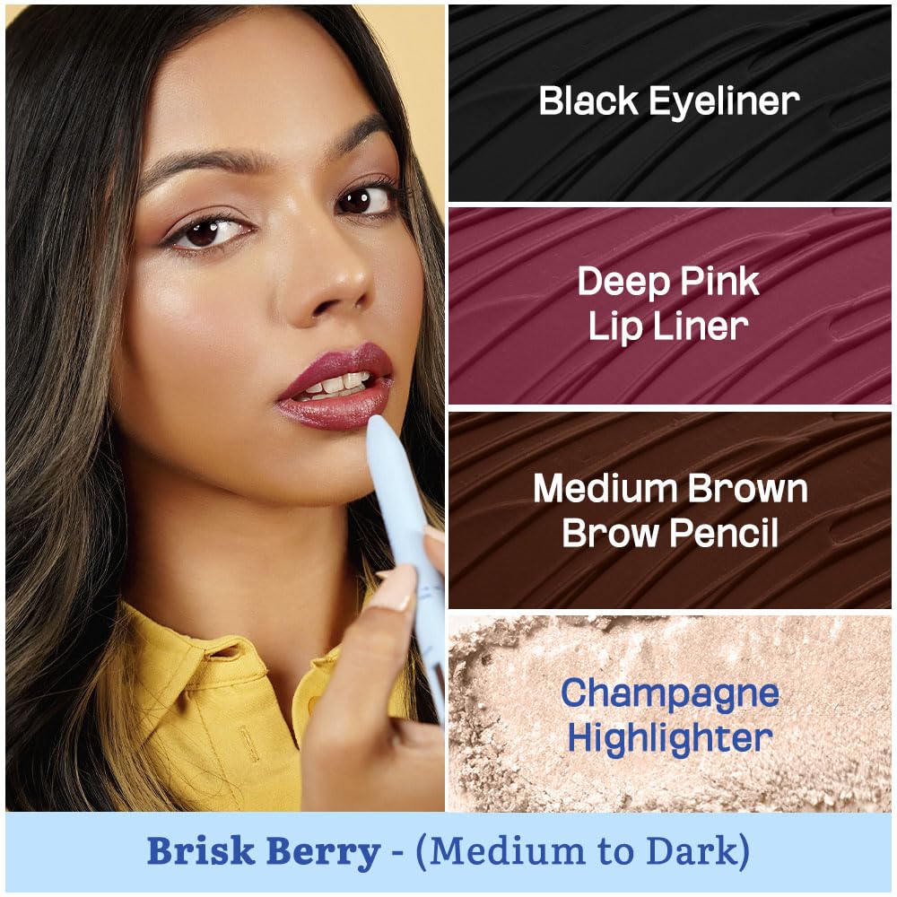 Tint Cosmetics Pronto Pink 4 In 1 Waterproof Makeup Pen, Multipurpose With 4 Colors For Pencil Eyeliner,Highlighter,Lip Liner,Eyebrow&Full Face Application, Easy To Use & Travel Friendly,Cream Finish