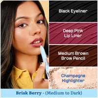 Tint Cosmetics Pronto Pink 4 In 1 Waterproof Makeup Pen, Multipurpose With 4 Colors For Pencil Eyeliner,Highlighter,Lip Liner,Eyebrow&Full Face Application, Easy To Use & Travel Friendly,Cream Finish