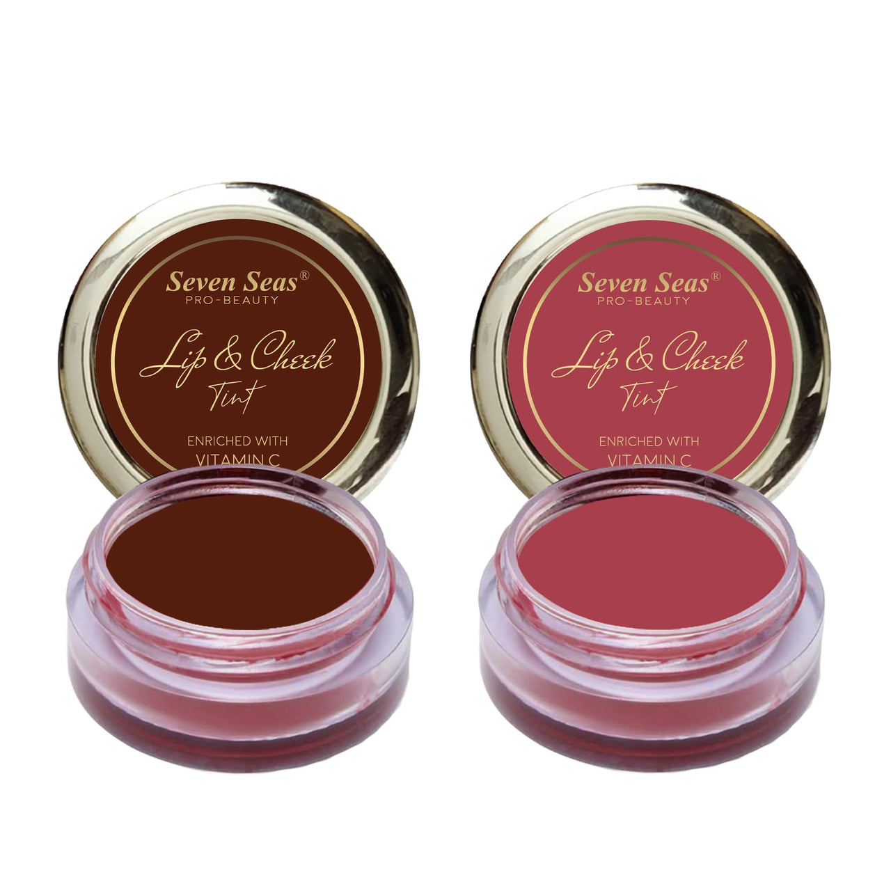 Seven Seas Lips & Cheek Tint Combo Pack of 2 | Matte Natural Blush for Women | Lip Tint with Vitamin E | Nourishing Cheek Tint (Maroon, Hippie Pink)