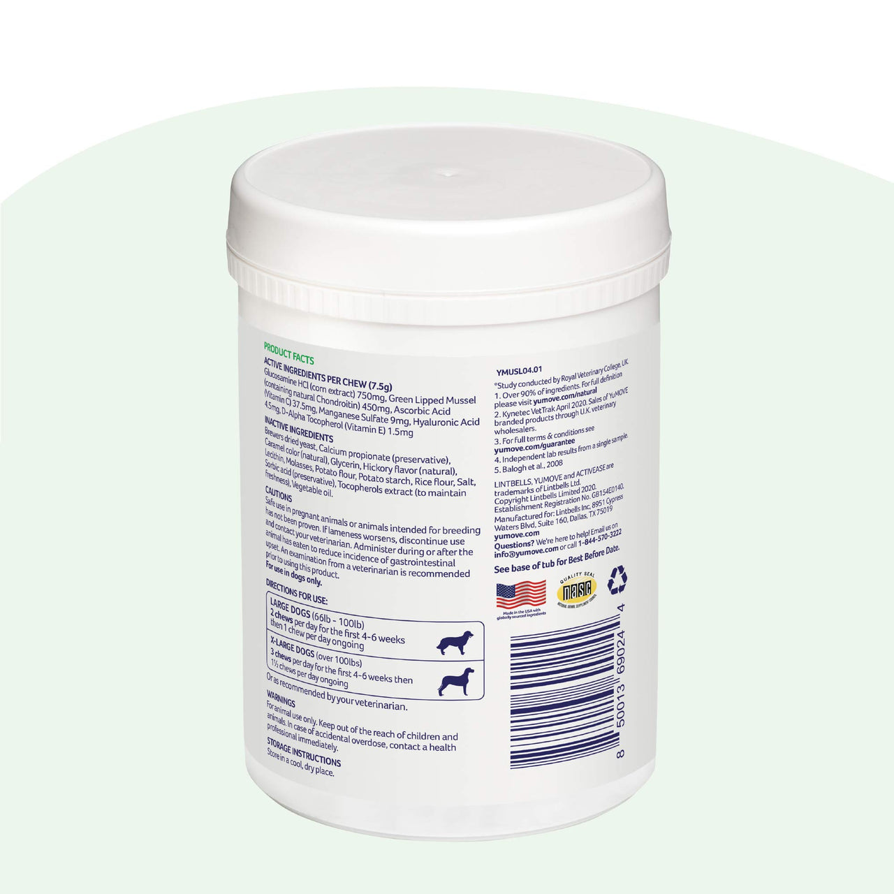 YuMOVE Daily Chews | Hip and Joint Supplement for Large & X Large Dogs with Glucosamine, Hyaluronic Acid, Green Lipped Mussel | 60 Chews - 1 Month's  Supply