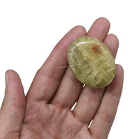 Yellow Aquamarine Palm Stone - Pocket Massage Worry Stone for Natural Body Chakra Balancing, Reiki Healing and Crystal Grid Yellow Aquamarine