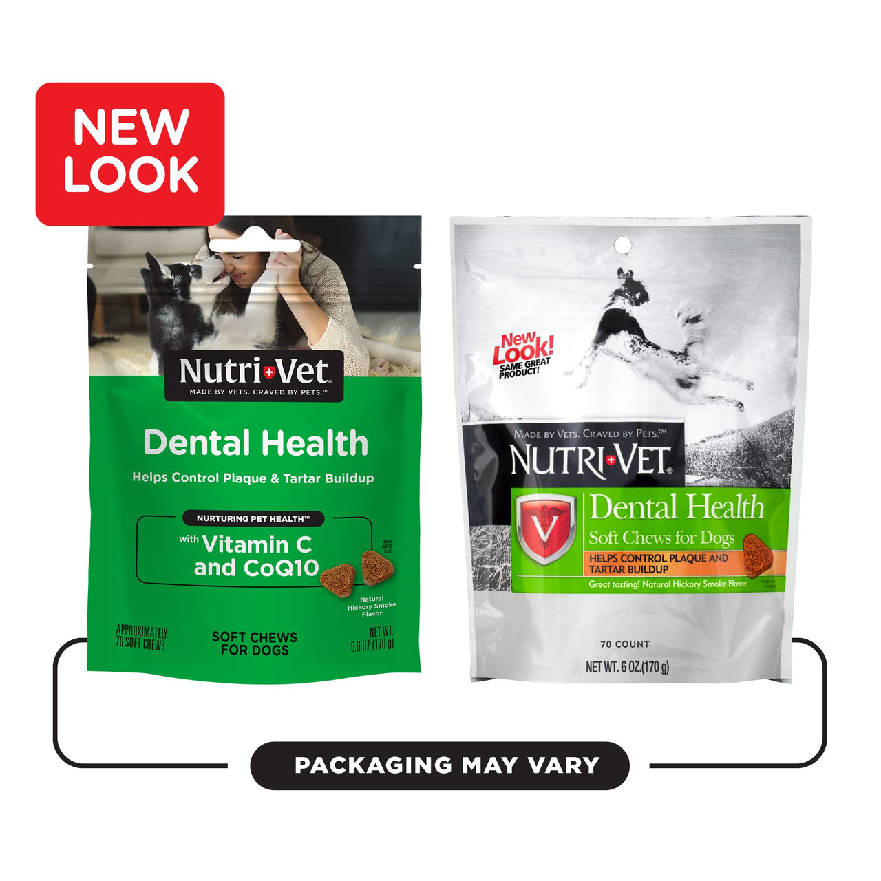 Nutri-Vet Dental Health Soft Chews for Dogs | Helps Control Plaque and Tartar Buildup | Natural Hickory Smoke Flavor | 70 Count , 6 oz