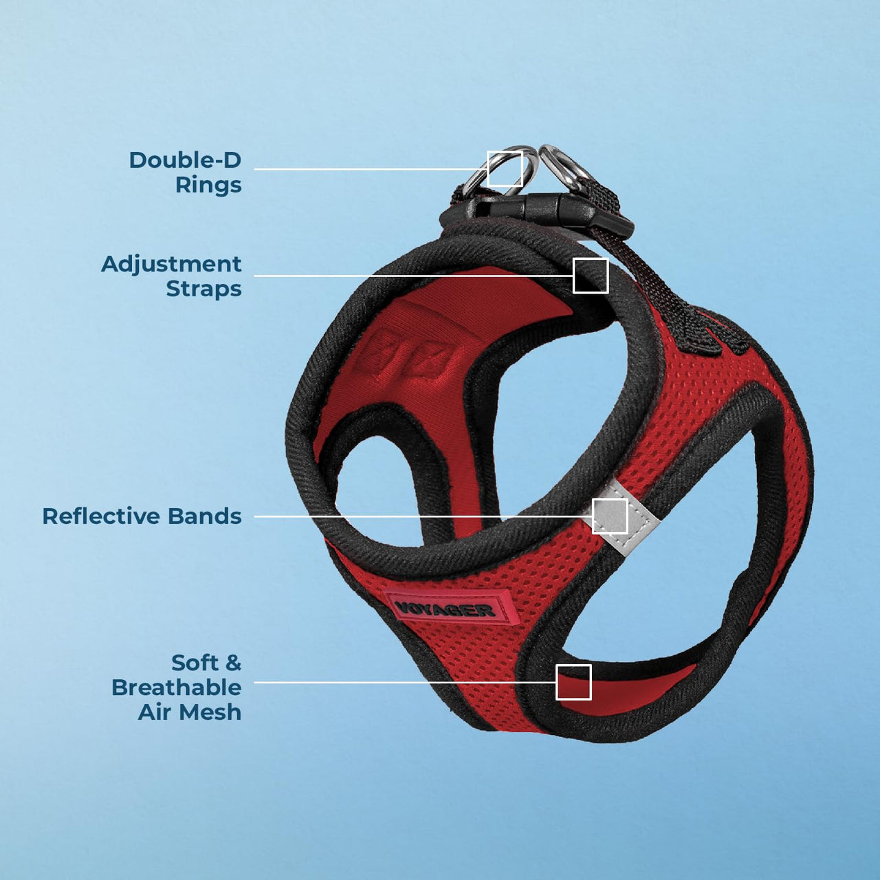 Voyager Step-in Air Dog Harness - All Weather Mesh Step in Vest Harness for Small and Medium Dogs and Cats by Best Pet Supplies - Harness (Red/Black Trim), L (Chest: 18-20.5") Harness (Red/Black Trim) L (Chest: 18 - 20.5")
