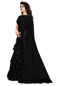 Anjaneya Sarees Women's  Georgette Saree With Blouse Piece