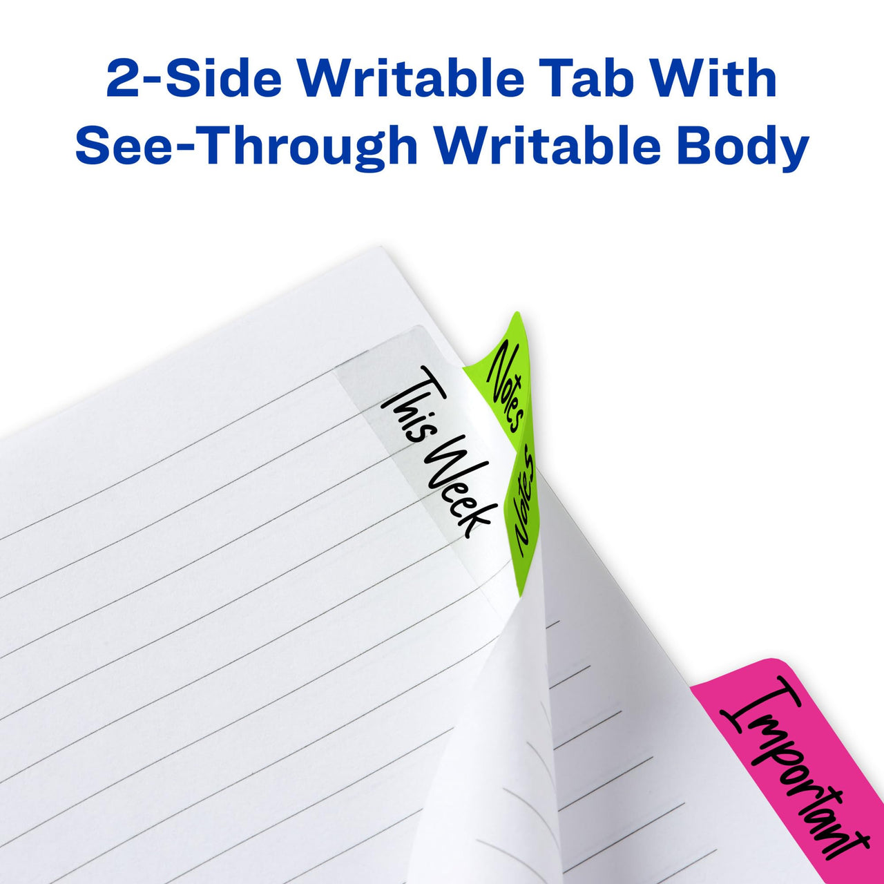 Avery Margin Ultra Tabs, 2.5" x 1", 2-Side Writable, Assorted Neon Color, 24 Repositionable Page Tabs (74767)