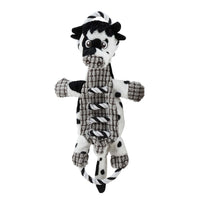 Charming Pet Outward Hound Ropes-A-Go-Go Cow Interactive Plush Squeaky Dog Tug Toy One-Size White and black