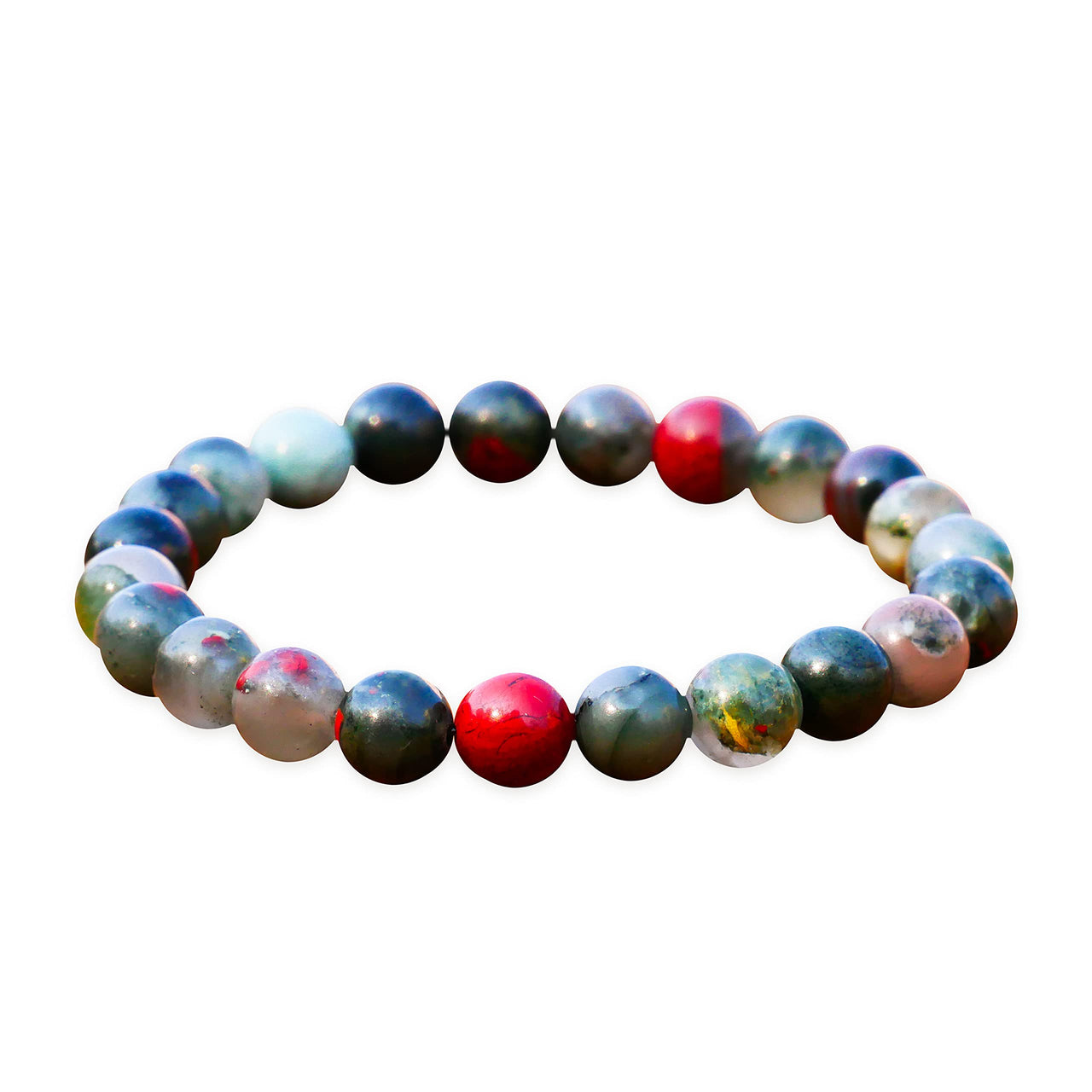 PYOR Blood Stone Gemstone Beads Bracelet Reiki Chakra Healing Blue Crystals And Yoga Bracelets For Men Women Adjustable Stretch Crystal Bead 8mm Good Luck Spiritual Jewelry Aesthetic Positive Energy Blood Stone Bracelet