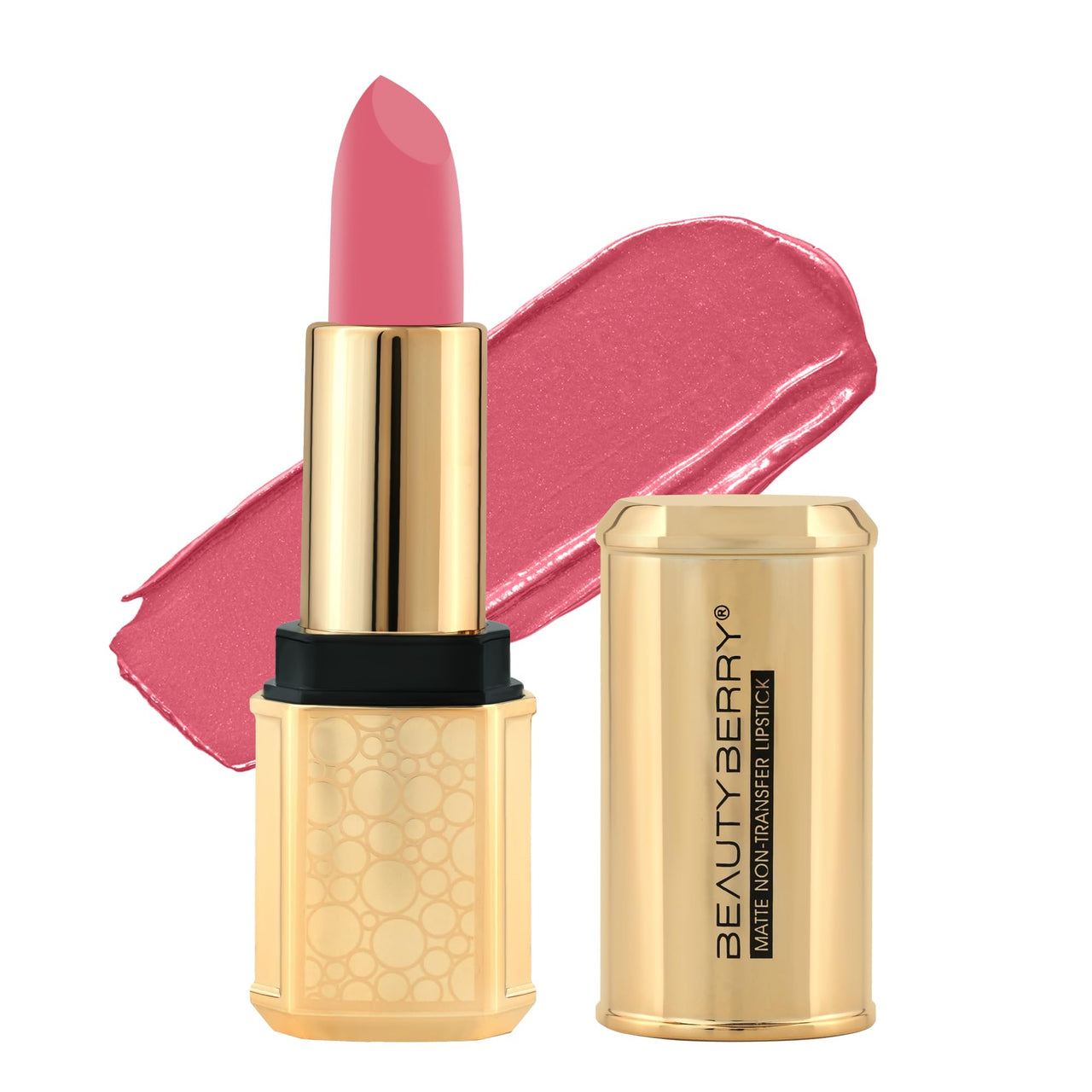 Beauty Berry Bold Babe Non-Transfer Matte Lipstick | Highly Pigmented, Lightweight, Smudge Proof & Waterproof Lipstick | Single Swipe Application, Long Lasting Lipstick for Women (Brink of Pink)