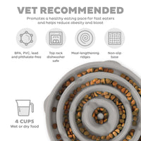 Outward Hound Fun Feeder Slo Bowl, Slow Feeder Dog Bowl, Large/Regular, Grey