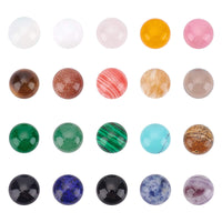 SUPERFINDINGS 40pcs 10mm Half Round Natural Cabochon 20 Color Flat Back Gemstone Cabochon Healing Quartz Chakra Crystal Stone for Bracelet Necklace Jewelry Making 40pcs 20 Colors