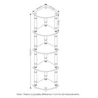 Furinno Turn-N-Tube 4-Tier Corner Display Rack Multipurpose Shelving Unit, Dark Brown Grain/Black 4-Tier Round Tube