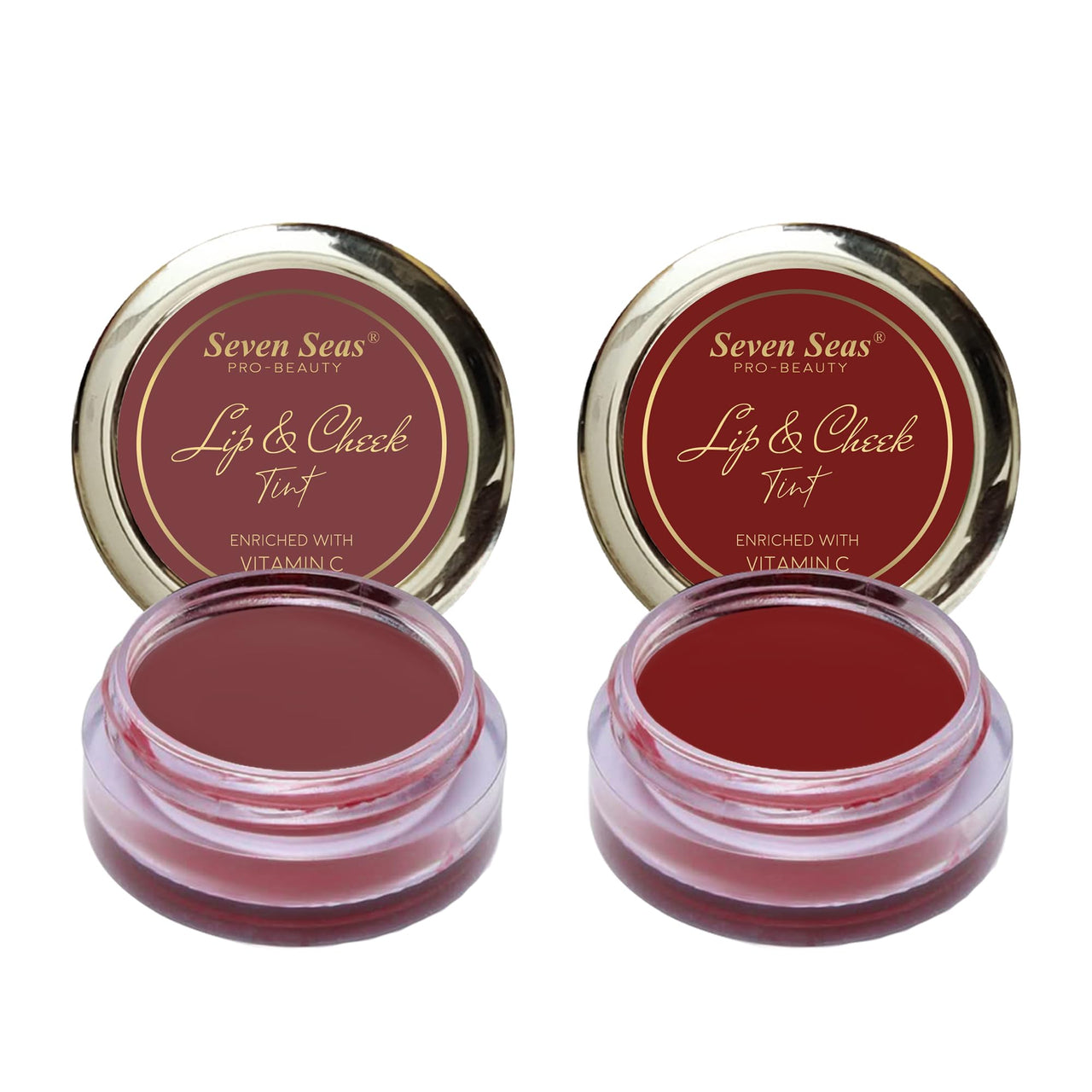 Seven Seas Lips & Cheek Tint Combo Pack of 2 | Matte Natural Blush for Women | Lip Tint with Vitamin E | Nourishing Cheek Tint (Copper Rust, Fire Brick)