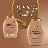 OGX Ever Straightening + Brazilian Keratin Therapy Hair-Smoothing Conditioner With Coconut Oil, Cocoa Butter & Avocado Oil, Paraben-Free, Sulfate-Free Surfactants, 385 Millilitre