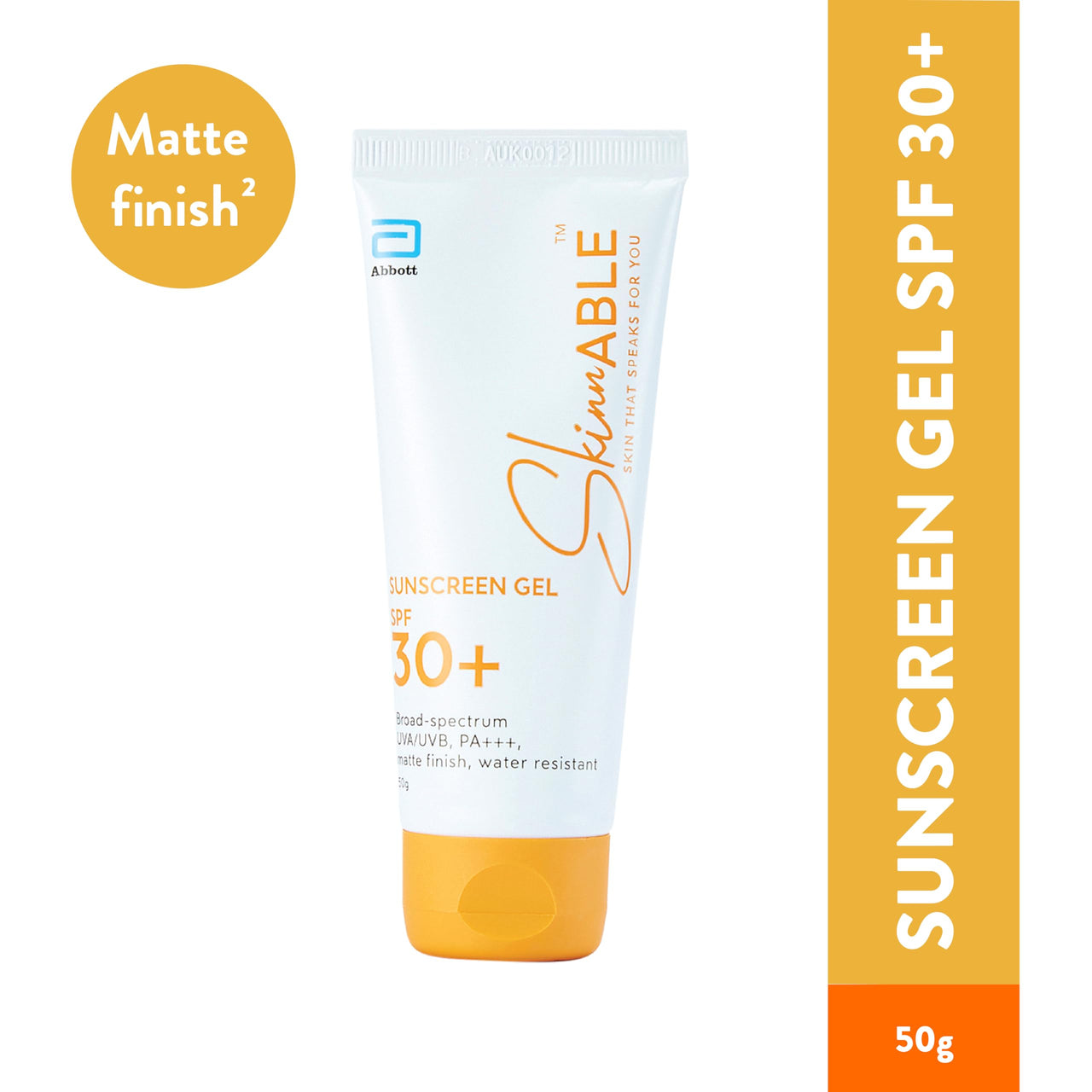 Skinnable Abbott Sunscreen Gel Spf 30+,Uva/Uvb Protection,Pa+++,Matte Finish,Non Whitening,Water Resistant,Non Comedogenic,Sunscreen For Oily,Dry,Combination,Sensitive Skin For Women&Men 50G