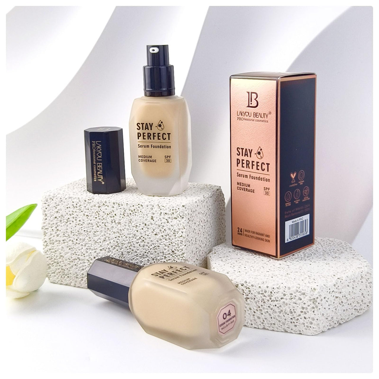 Lakyou Beauty Stay Perfect Serum Foundation | Waterproof | Long Lasting | Light Weight | SPF 30 | Shade-03(Natural Beige) | Pack Of 2
