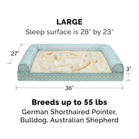 Furhaven Replacement Dog Bed Cover Plush & Diamond Print Nest Top Sofa-Style, Machine Washable - Aqua, Large Cover Only 36.0