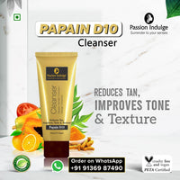 Passion Indulge Natural Papain D10 Cleanser 100ml & Simpli Aloe Vera Gel For Skin 200ml Combo Pack For Reduces Tan