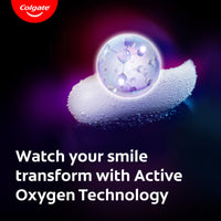 Colgate Visible White O2, Teeth Whitening Toothpaste (50g) for noticeably whiter teeth starting in 3 days. Peppermint Sparkle with Active Technology, Enamel Safe Teeth Whitening (Pack of 2)