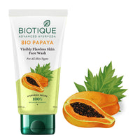 Biotique Bio Papaya Visibly Flawless Skin Face Wash For All Skin Types, 150ml And Biotique Bio Kelp Protein Shampoo For Falling Hair Intensive Hair Regrowth Treatment, 180ml