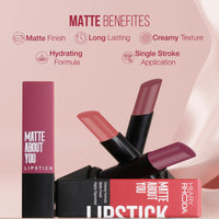 Hilary Rhoda Matte About You Lipstick | Long Lasting & Highly Pigmented Lipstick | Glides Smoothly | Matte Finish | One Stroke Application | Cruelty-Free & Vegan - 3g (Cocoa Crush - Shade 11)