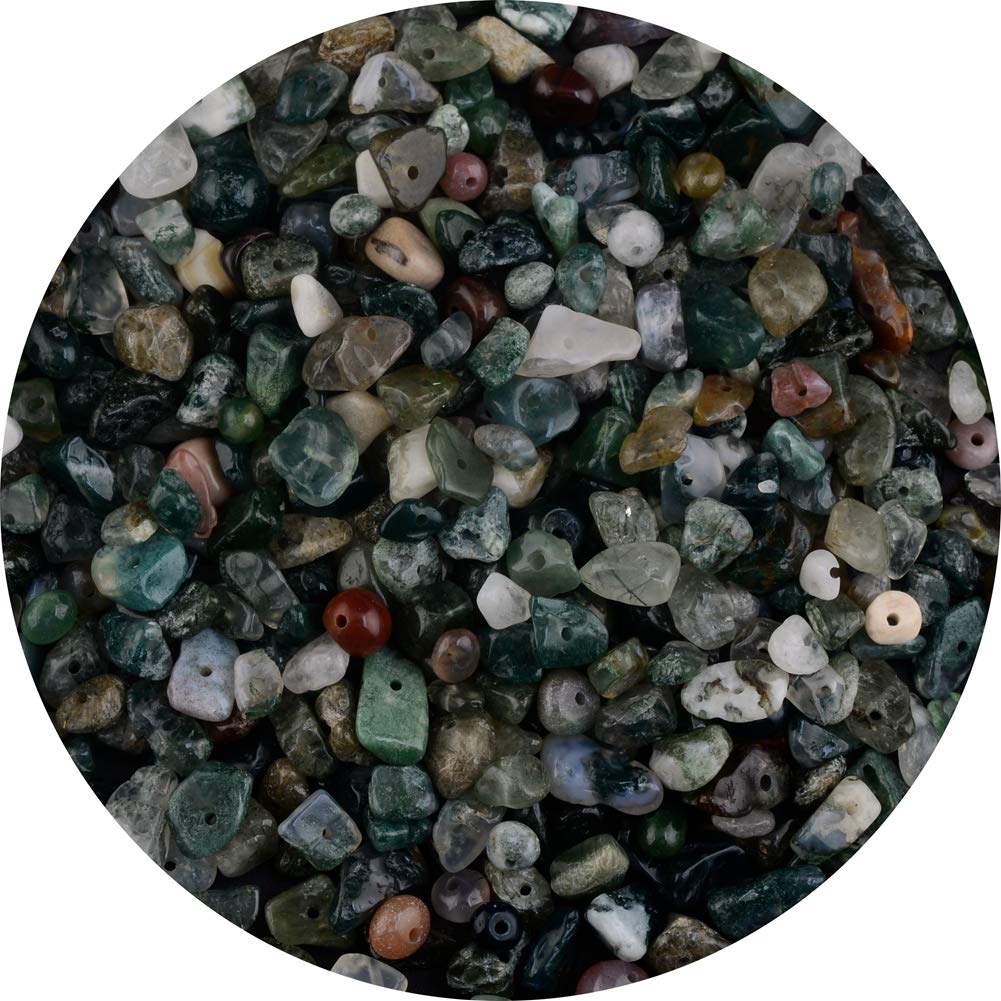 Natural Chip Stone Beads India Agate 5-8mm About 400 Pieces Irregular Gemstones Healing Crystal Loose Rocks Bead Hole Drilled DIY for Bracelet Jewelry Making Crafting (5-8mm, India Agate)