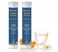 Trexgenics GLUTA SYNERGY L-Glutathione 500 mg + Glutathione Precursors 750 mg as N-Acetyl Cysteine, Glycine & Glutamine + Vitamin C Skin Glow, Radiance (2 Pack x 15 =30 Effervescent Tablets , Orange flavour