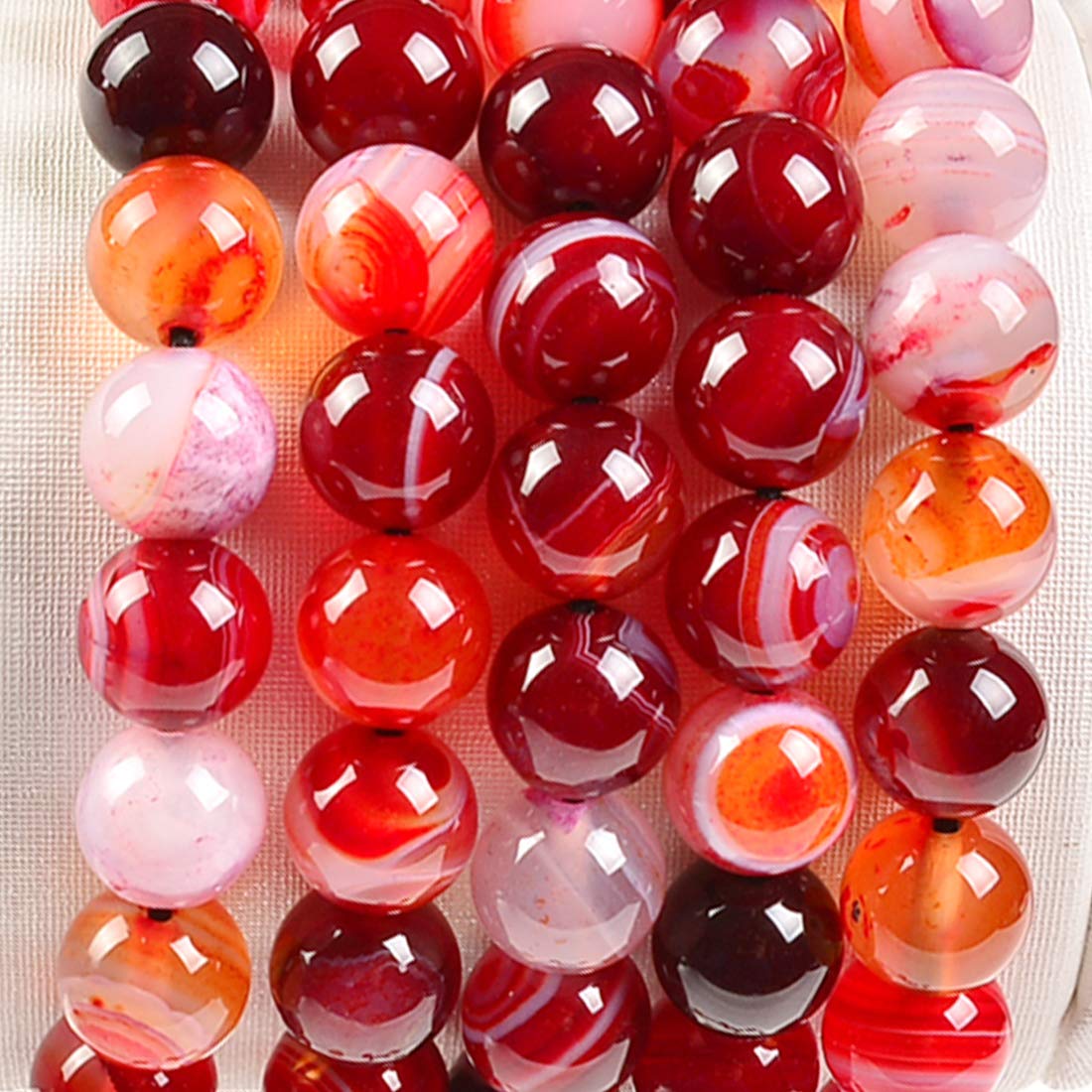 Massive Beads Natural Healing Power Gemstone Crystal Beads Unisex Adjustable Macrame Bracelets 8mm Agate Red