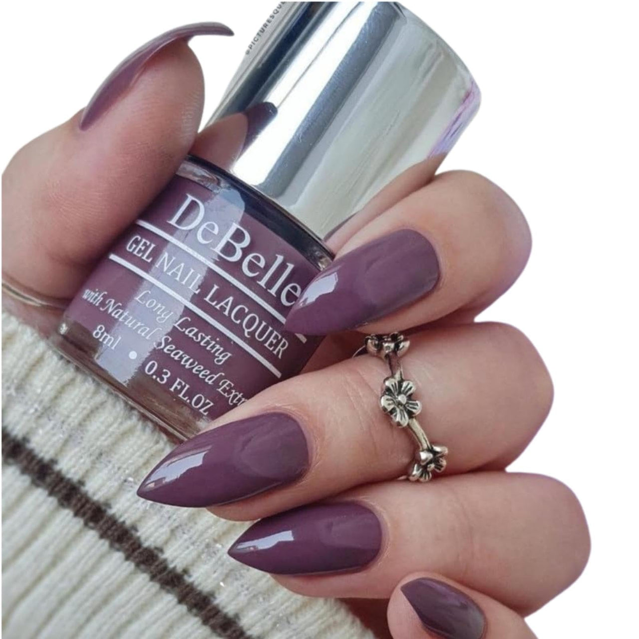 DeBelle Gel Glossy Finish Nail Polish Pretty Petunia (Rust Mauve) 8 Ml - Enriched With Natural Seaweed Extract, Cruelty Free, Toxic Free