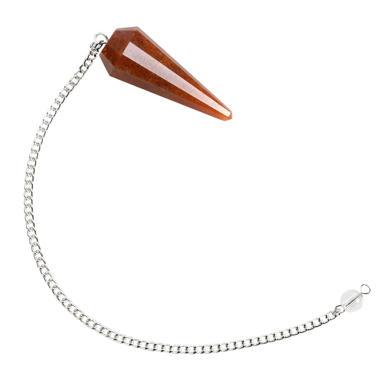 Natural Peach Aventurine Crystal Gemstone Rock Pendulum - Red Color - Hexagonal Pointed, Dowsing, Divination, Reiki Charged, Chakra Healing