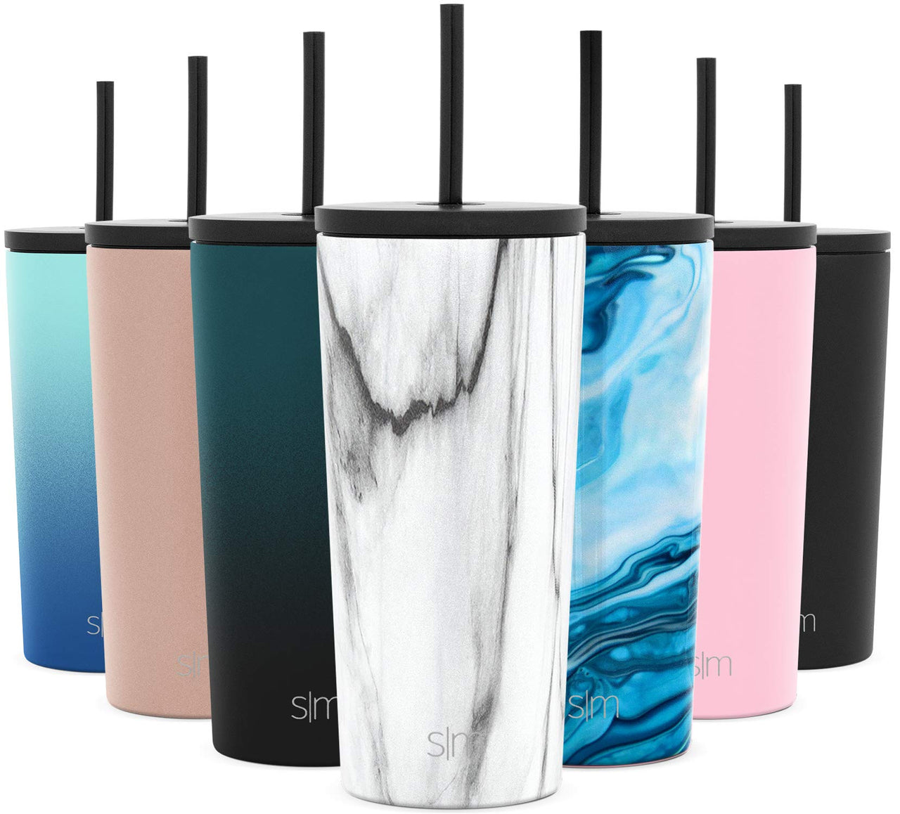 Simple Modern Insulated Tumbler with Lid and Straw | Iced Coffee Cup Reusable Stainless Steel Water Bottle Travel Mug | Gifts for Women Men Her Him | Classic Collection | 20oz | Carrara Marble Pattern: Carrara Marble