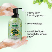 Bryan & Candy Luxury Foaming Body Wash with Pentavitin,Pro Vit B5,Argan Oil,Aloe Vera, Skin Friendly pH 5.5, All Skin Types, 400 Ml (Basil & Lime)
