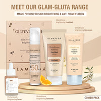 Glamveda Glutathione 4-Step Skincare Routine For Healthy & Radiant Skin | Skin Brightening and Lightening Combo ( Facewash + Facecream + Faceserum + Sunscreen )