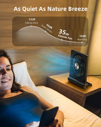 Koonie USB Fan, Strong Wind Ultra Quiet Small Desk Fan 220° Tilt Folding 3 Speeds Adjustable USB-C Corded Powered Personal Fan for Home Office Desktop Black Black without Battery 5.7in