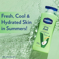 Vaseline Aloe Fresh Body Lotion,24 HR Long Lasting Moisturisation with Aloe Vera extract and Menthol, 600ml