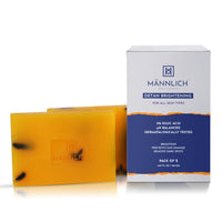 Mannlich 2% Kojic Acid Exfoliating Soap with Alpha Arbutin, Glycolic Acid, Niacinamide & Activated Charcoal | For Pigmentation, Dark Spots, Tan Removal, Brightens Underarms | pH Balanced, SLS Free, Dermatologically Tested | 75 g (Pack of 2)