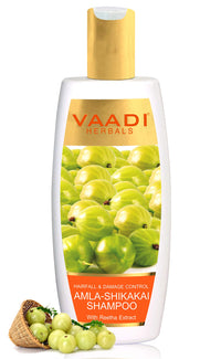 Vaadi Herbals Amla Shikakai Shampoo, Hairfall and Damage Control, 350g And Vaadi Herbals Olive Conditioner with Avocado Extract, 350 ml