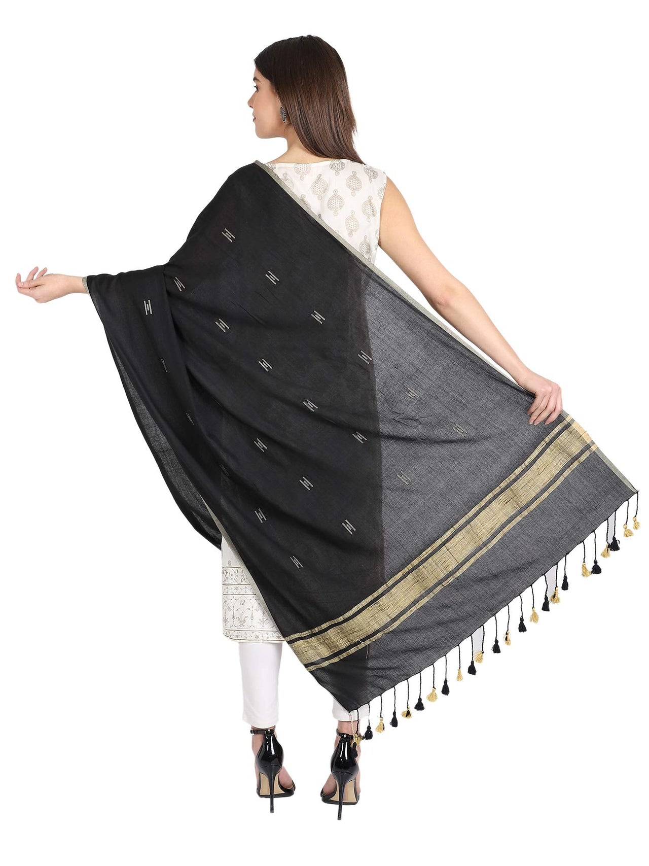 THE WEAVE TRAVELLER Handloom Hand Woven Cotton Ghicha Dupatta For Women