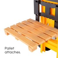 Hey! Play! Remote Control Toy Forklift– 1:24 Scale, Fully Functional RC Fork Truck with Lights and Sound, Includes Pallet, Pretend Barrel for Kids,Brown/a