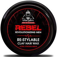 UrbanGabru Rebel Hair Styling Clay Wax for Men | Strong Hold | Matte Finish | 100 Times Re-Styleable with Keratin (Safe & Natural) - 85 gm | Adds Texture