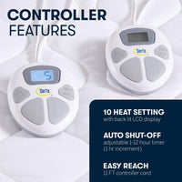 Serta Heated Mattress Pad Twin Size - Electric Mattress Pad, 10 Heat Setting Controller, Auto Shut Off Timer, Deep Elastic Pocket, Up to 17