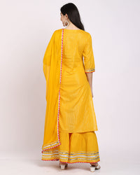 Rajnandini Women's  Pure Cotton Lurex Embroidered Kurta Set with Dupatta