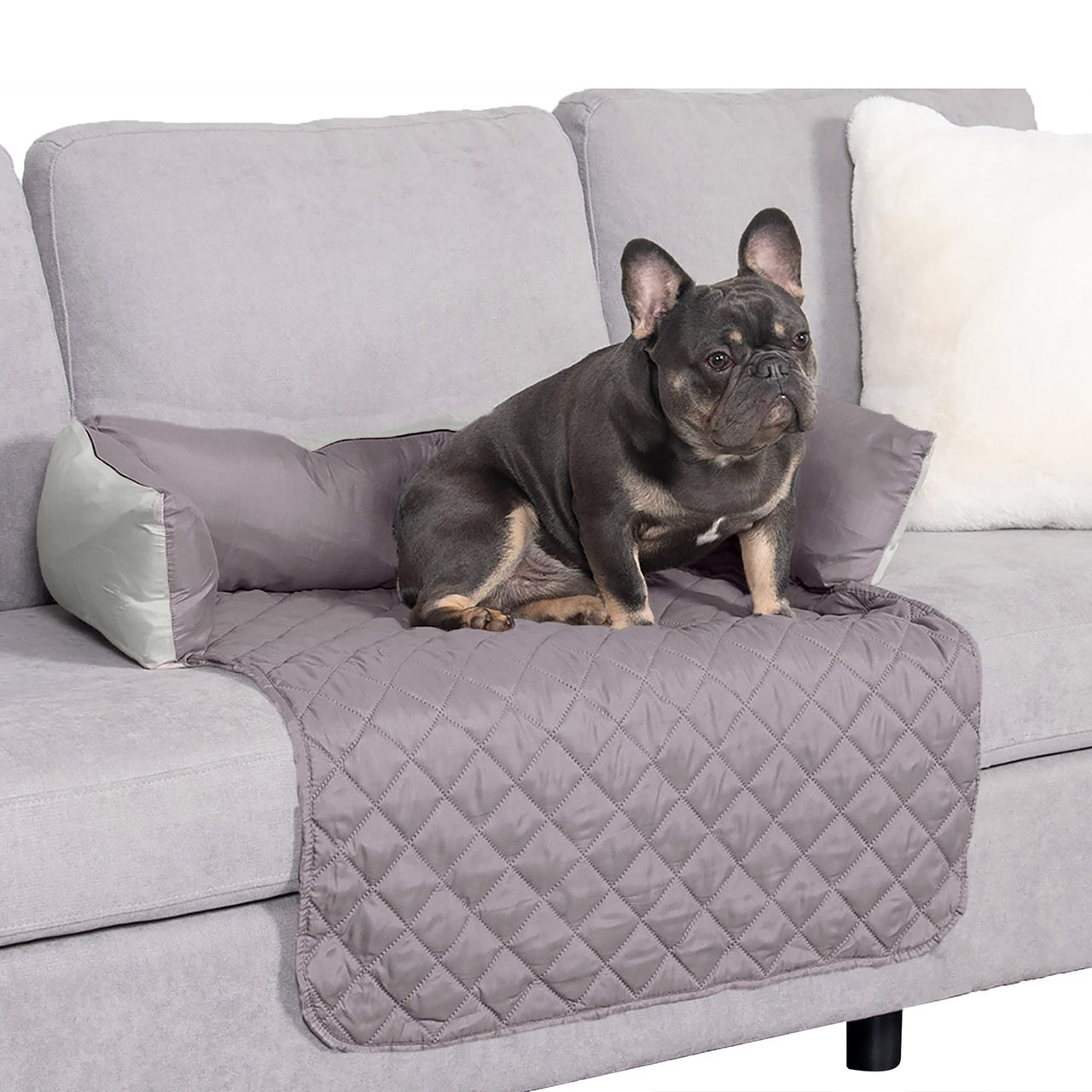 Furhaven Water-Resistant & Reversible 30" Wide Seat Cover Protector for Dogs & Cats, Perfect for Couches, Beds, & Car Seats - Sofa Buddy Bolster Seating Protector - Gray/Mist, Medium Sofa Buddy Gray & Mist 30" - Medium