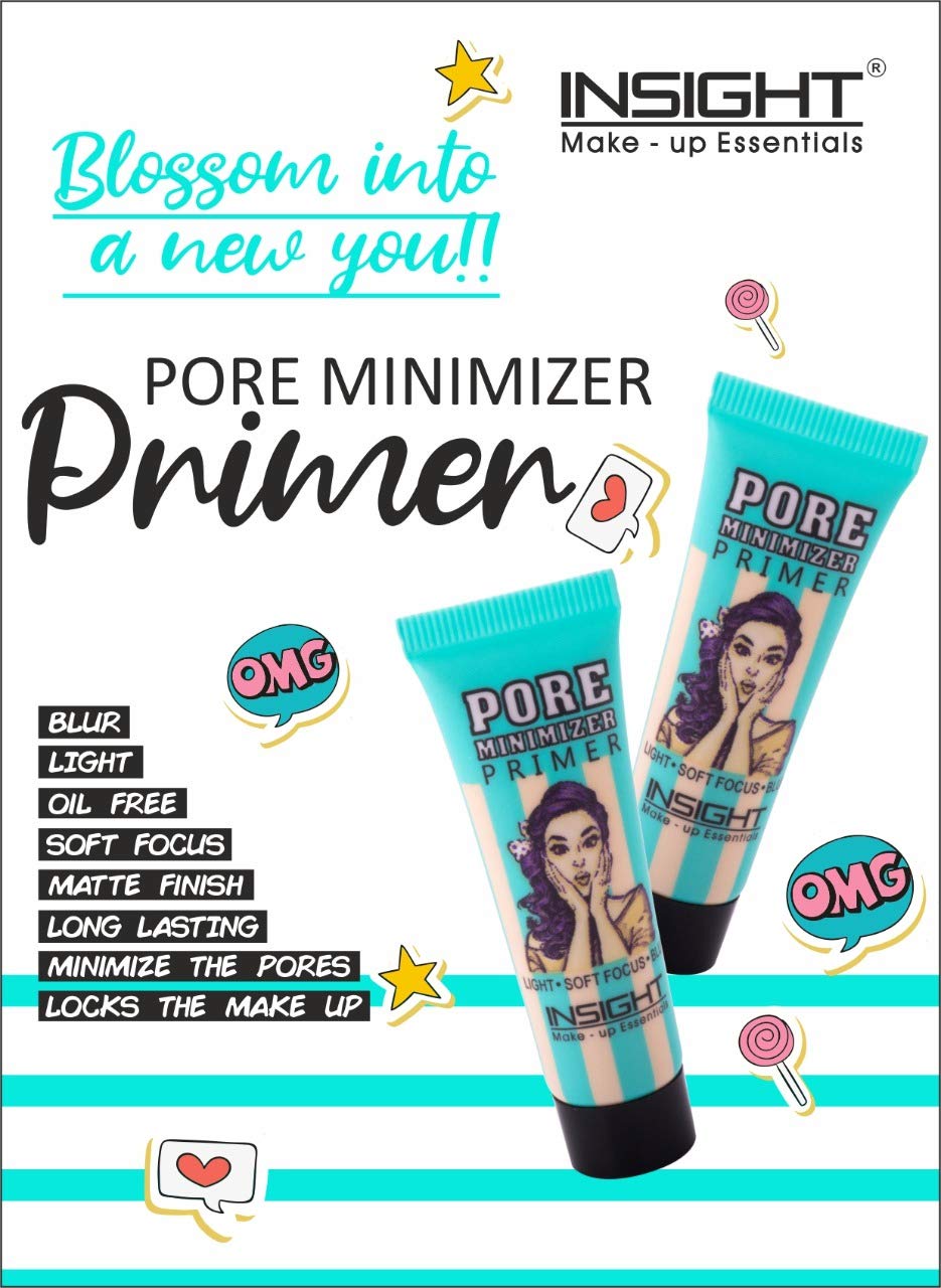 Insight Cosmetics Pore Mnimizer Primer |Primer For Face Makeup | Pores and Fine lines minimizer | Hydrating and moisturising | Infused with Aloe Vera | Silk Matte Finish (10 ml) (Pack of 4)