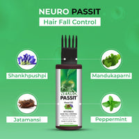 Passion Indulge Neuropassit NTstress Hair fall Control 100ml & Aloe Tree 2 in 1 Anti Dandruff Conditioning shampoo 200ml Combo Pack For Reduce Stress & Anxiety |Hair Cooling Oil | Promote Good Sleep | Anti Dandruff With Jatamansi & Aloe Vera | Natural & V